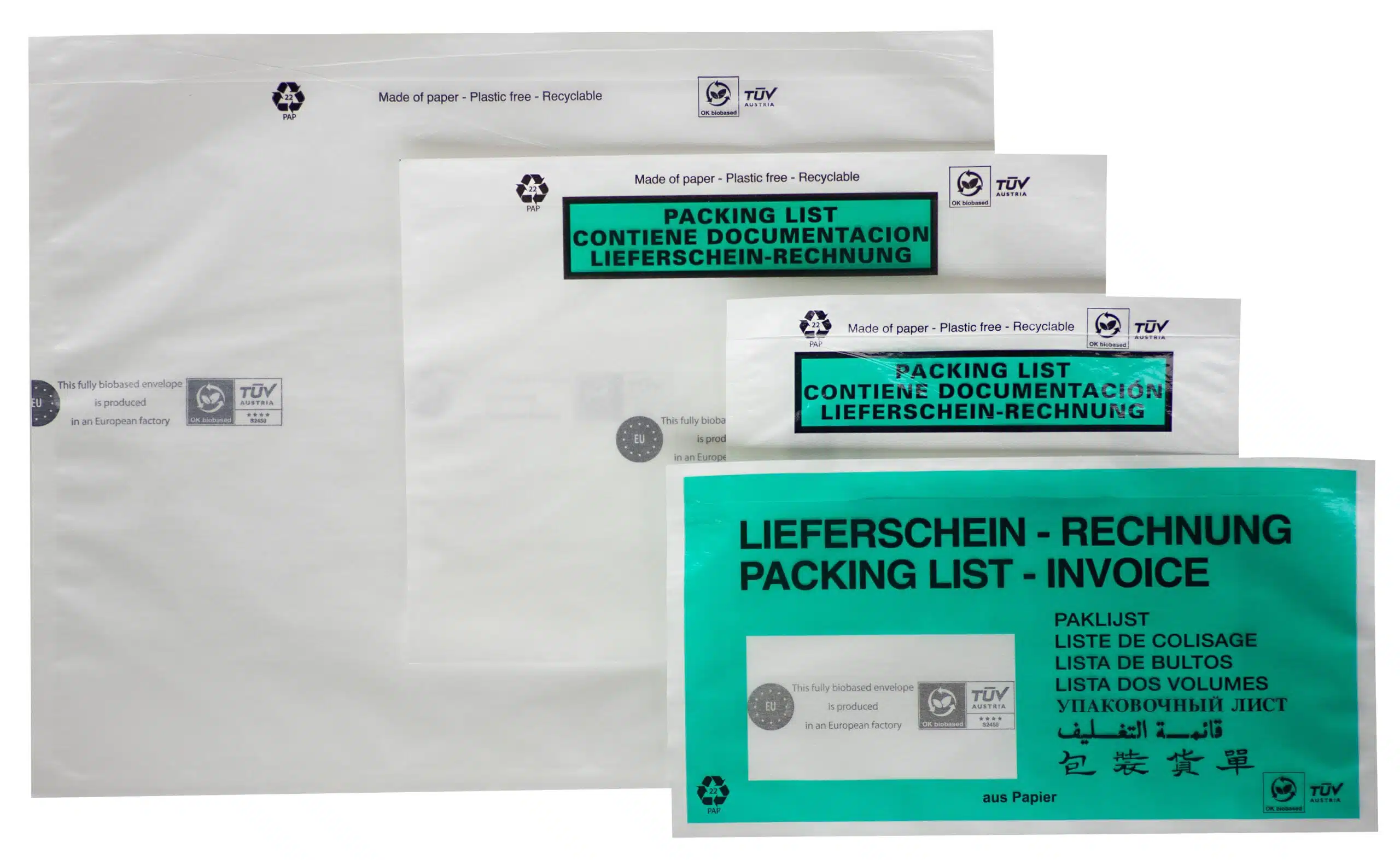 DEBAPAC Paper 4 Produkte DEBAPAC® Paper - Auto-adhésif et recyclable. Pochettes porte-documents en papier.