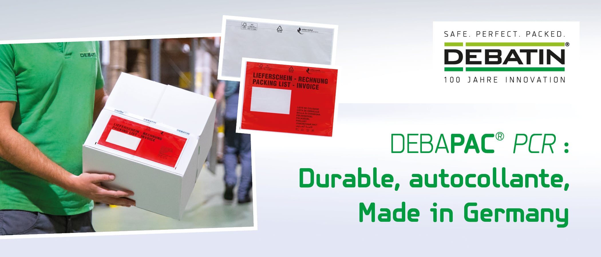 Pochette pour documents DEBAPAC® PCR – Durable, autocollante, Made in  Germany, Anton Debatin GmbH, FR